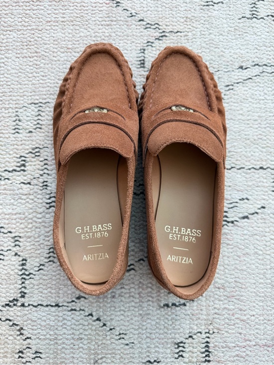G.H. Bass & Co. Shoes - G.H. Bass x Aritzia Suede Penny Loafers in Warm Brown